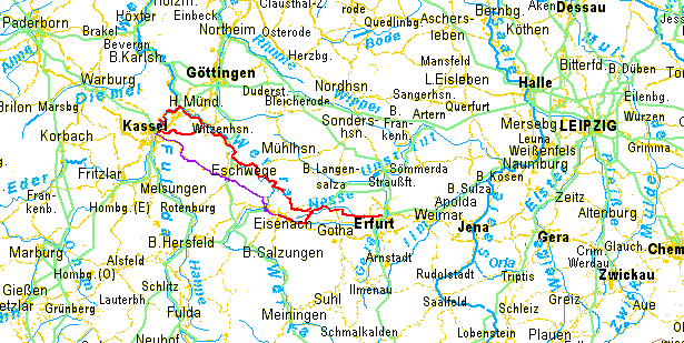 radweit: Kassel – Eschwege – Erfurt per Fahrrad, Übersicht radweit: Hannover – Halle – Leipzig per Fahrrad, Übersicht